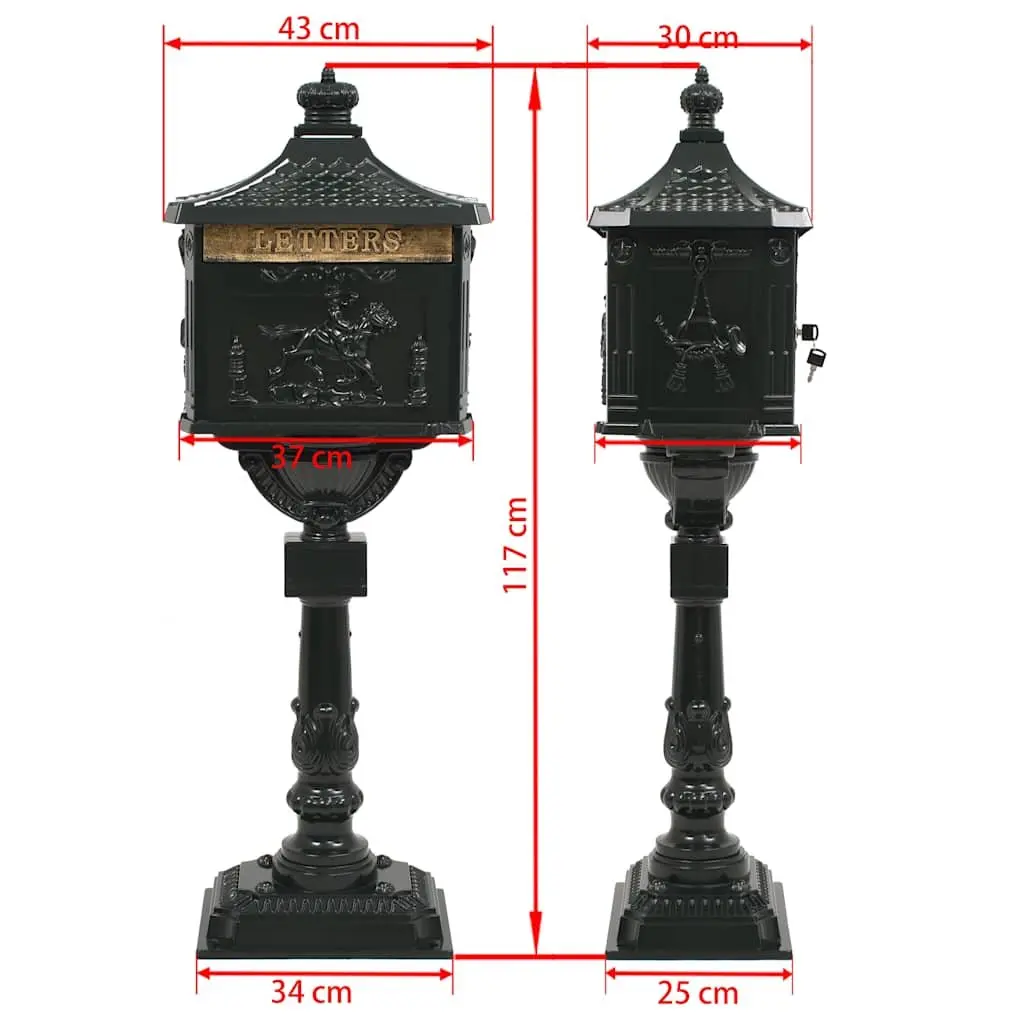 Pedestal Letterbox Vintage Style Green Cast Aluminium Outdoor Mailbox