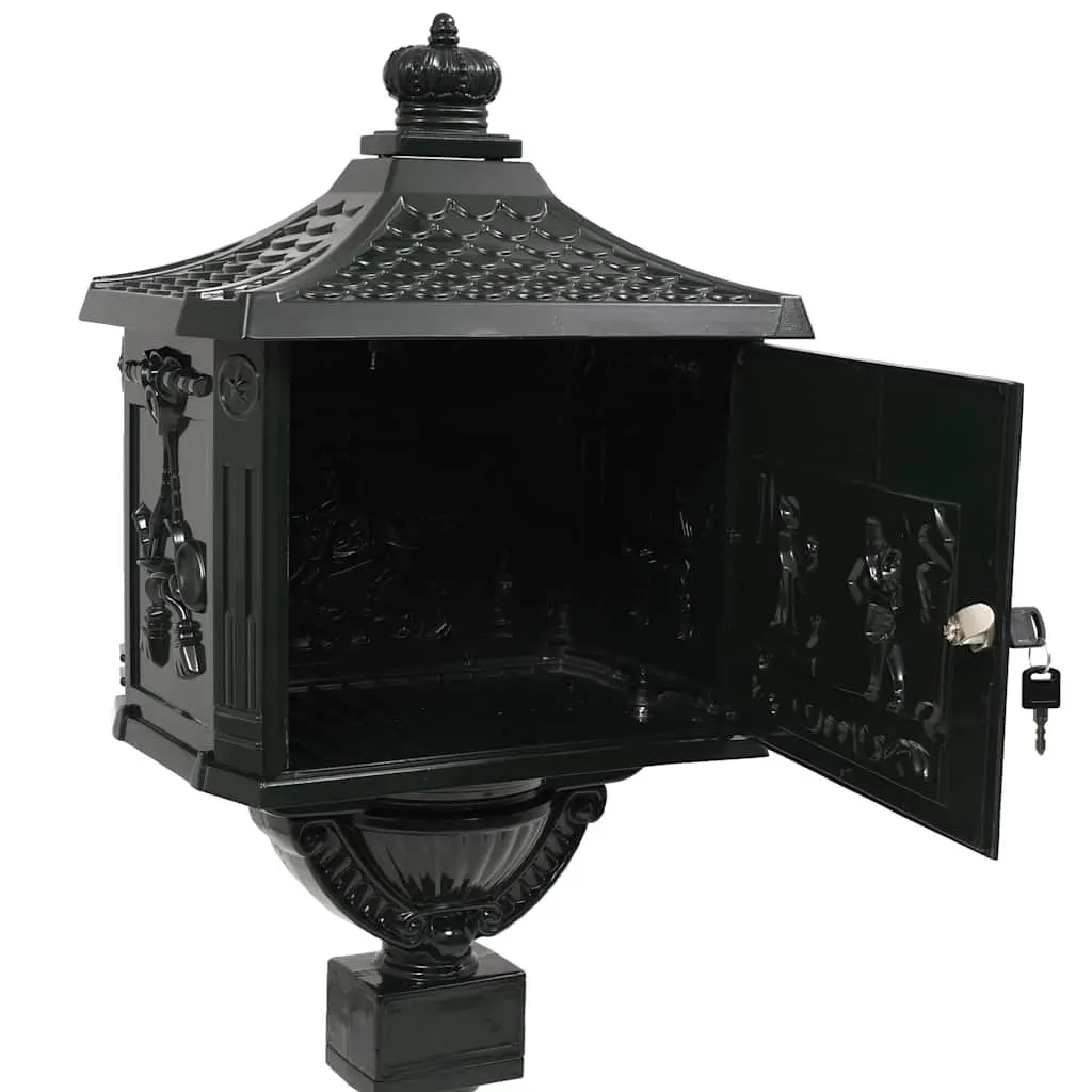 Pedestal Letterbox Vintage Style Green Cast Aluminium Outdoor Mailbox