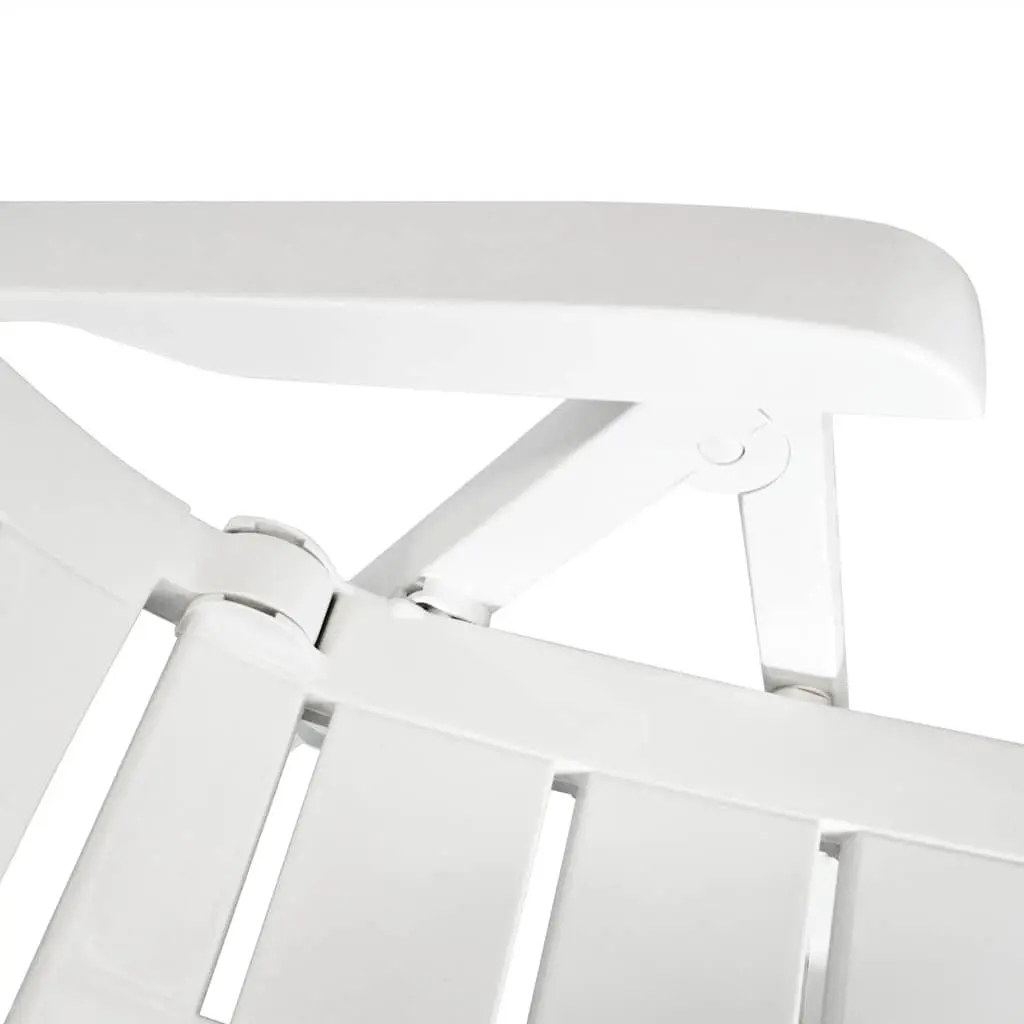 Outdoor Reclining Chair Set Lightweight Weather-resistant 2 Pcs White Plastic