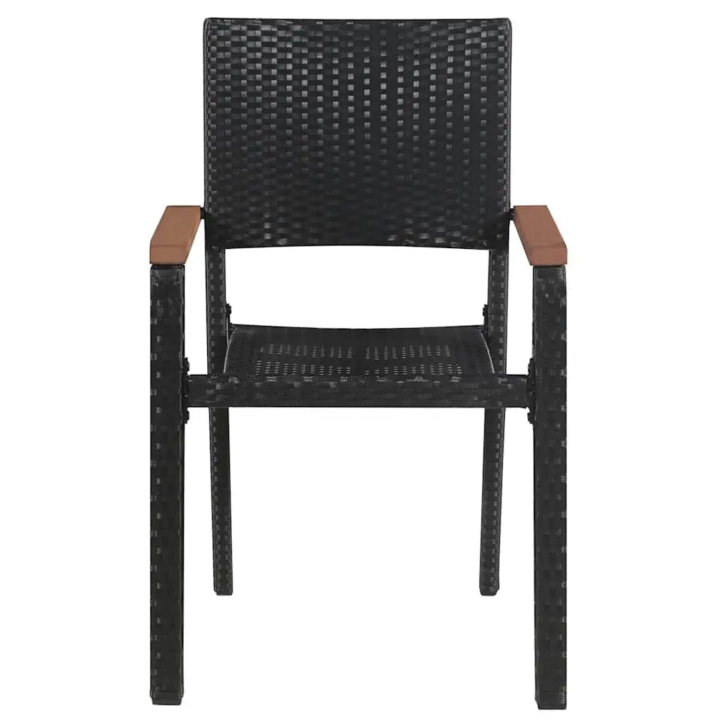 Outdoor Chairs 2 pcs Poly Rattan Black Garden Patio Dining Seating Armrest