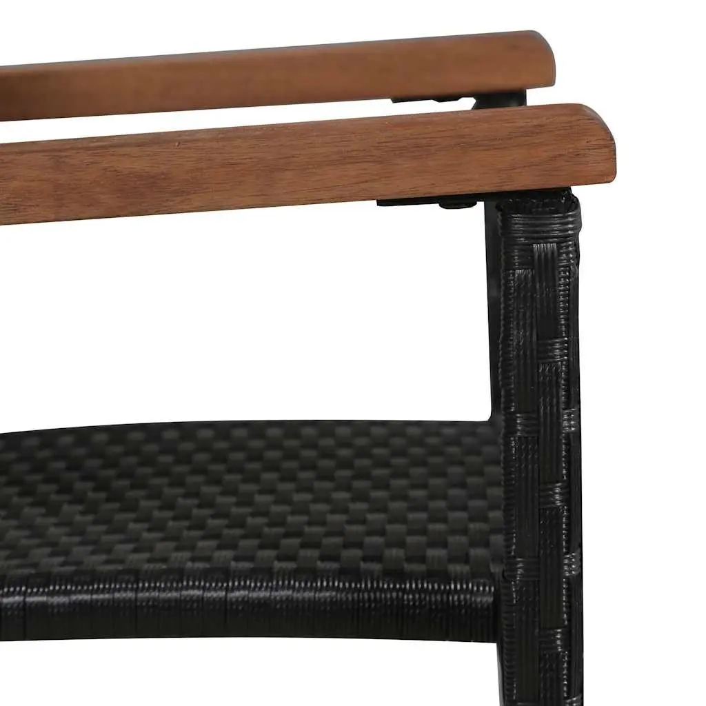 Outdoor Chairs 2 pcs Poly Rattan Black Garden Patio Dining Seating Armrest