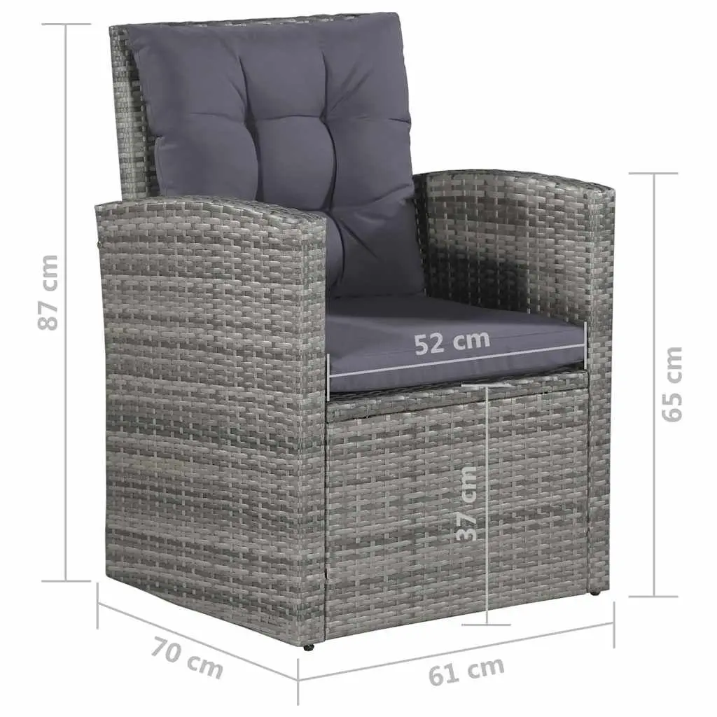 Garden Lounge Set 6 Piece Water-resistant PE Rattan Sofa Armchair Table Footstool Cushions Grey