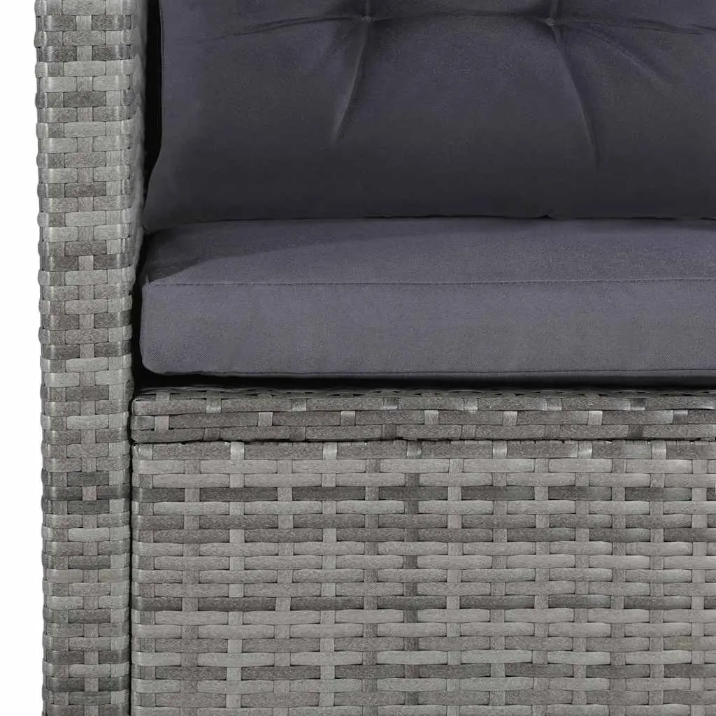 Garden Lounge Set 6 Piece Water-resistant PE Rattan Sofa Armchair Table Footstool Cushions Grey