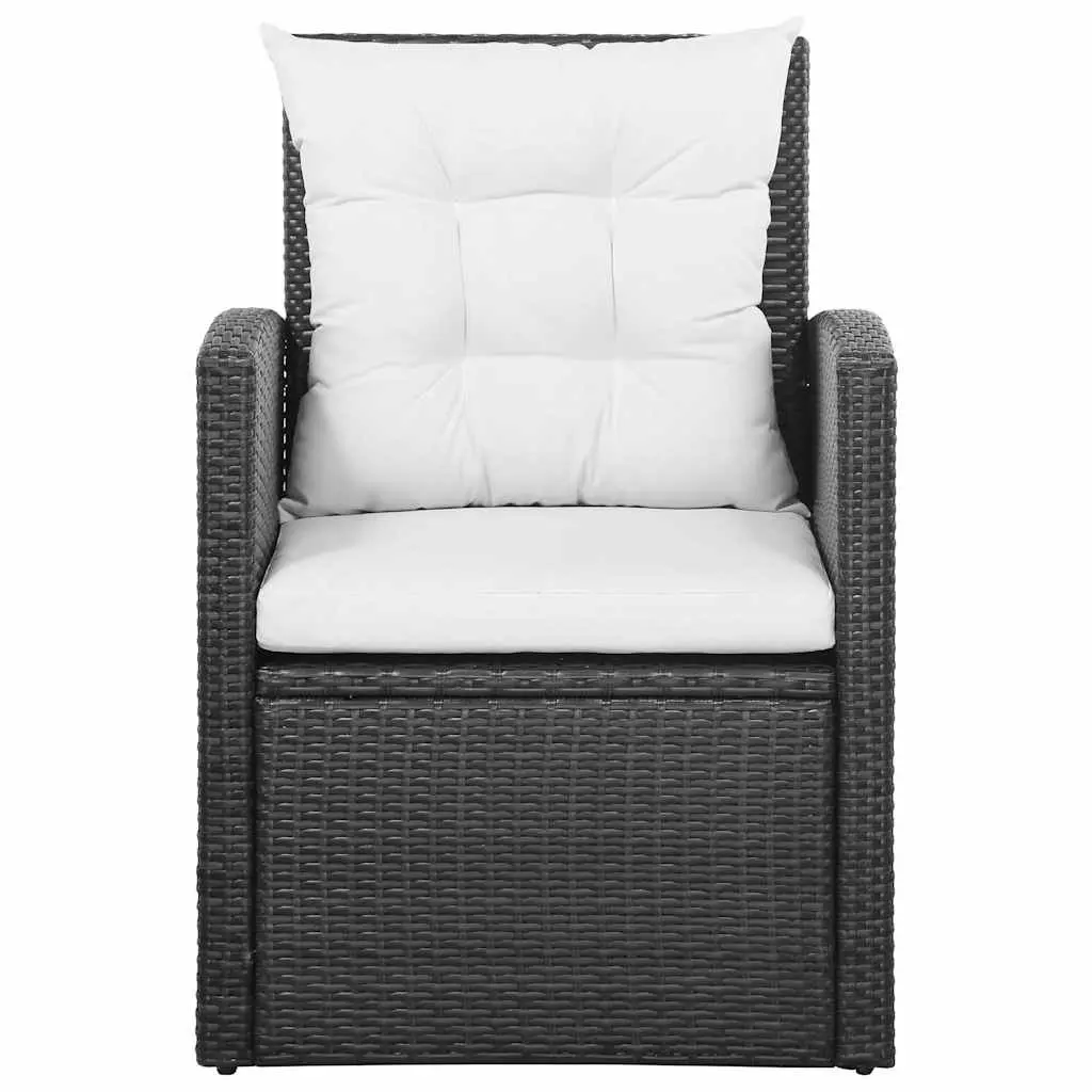 5 Piece Garden Lounge Set Poly Rattan Sofa Armchairs Table Black Outdoor Patio