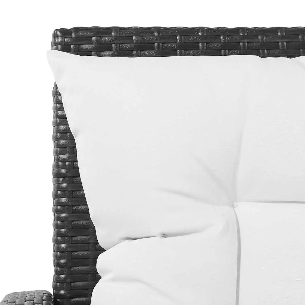 5 Piece Garden Lounge Set Poly Rattan Sofa Armchairs Table Black Outdoor Patio