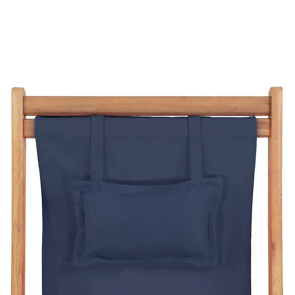 Folding Beach Chair Wooden Frame Reclining 3 Positions Blue