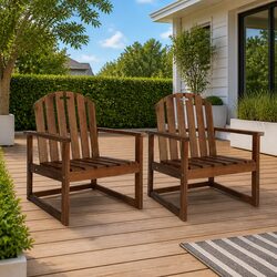 Outdoor Garden Chairs 2 pcs Solid Wood Armrest Seating Patio Furniture Set
