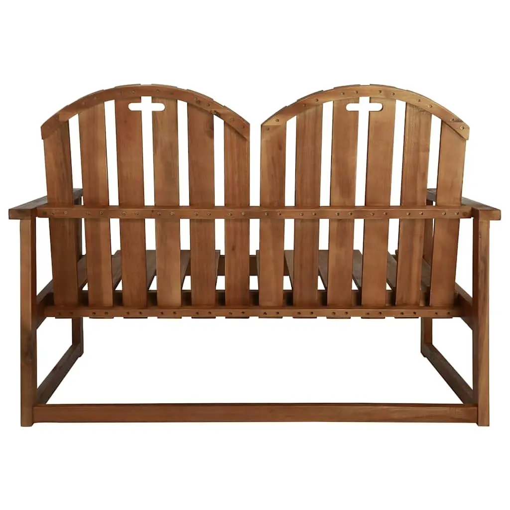 Wooden Garden Bench 110cm 2-Seater with Backrest and Armrests Brown