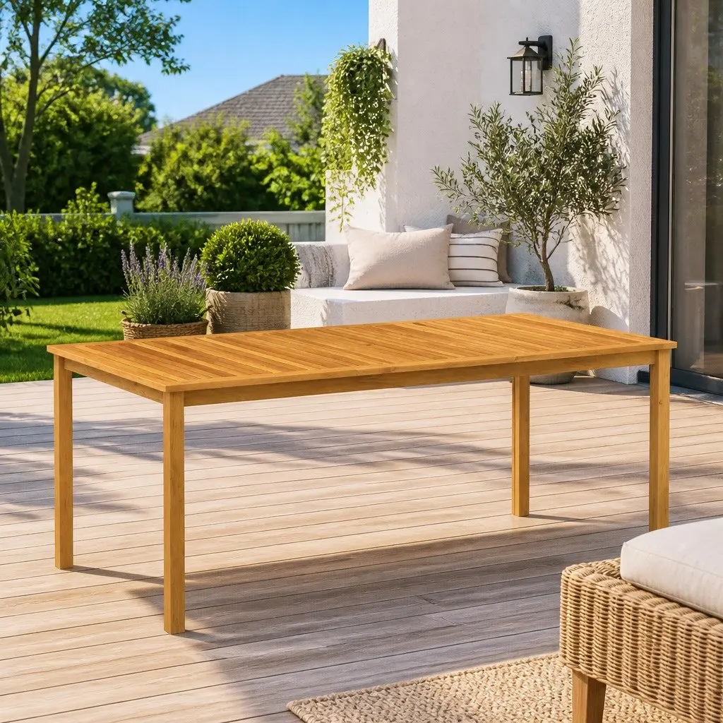 Outdoor Dining Table Solid Wood Brown 200x100cm