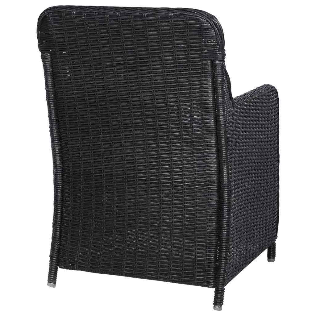 Outdoor Armchairs with Cushions 2 Piece Set Black Poly Rattan Garden Seating