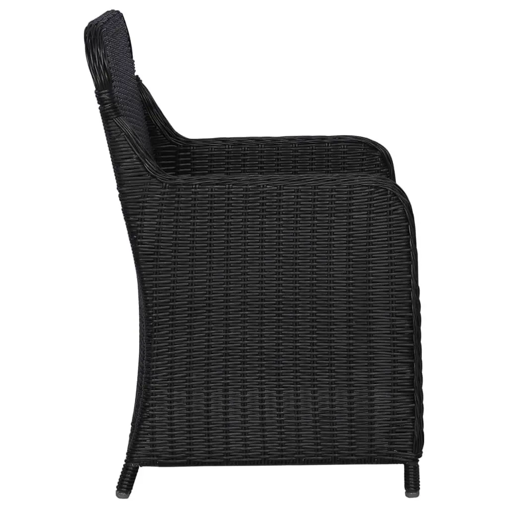 Outdoor Armchairs with Cushions 2 Piece Set Black Poly Rattan Garden Seating