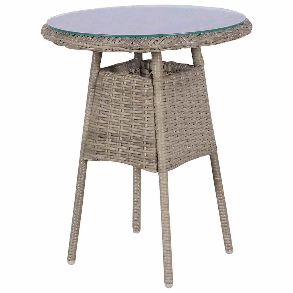 3 Piece Bistro Outdoor Furniture Set PE Rattan Brown Patio Dining Chairs Table