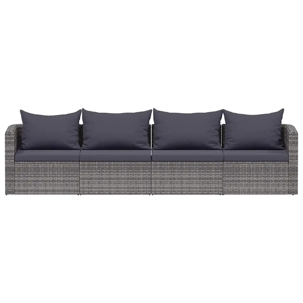 4 Piece Outdoor Garden Sofa Set Grey Rattan Patio Furniture with Cushions