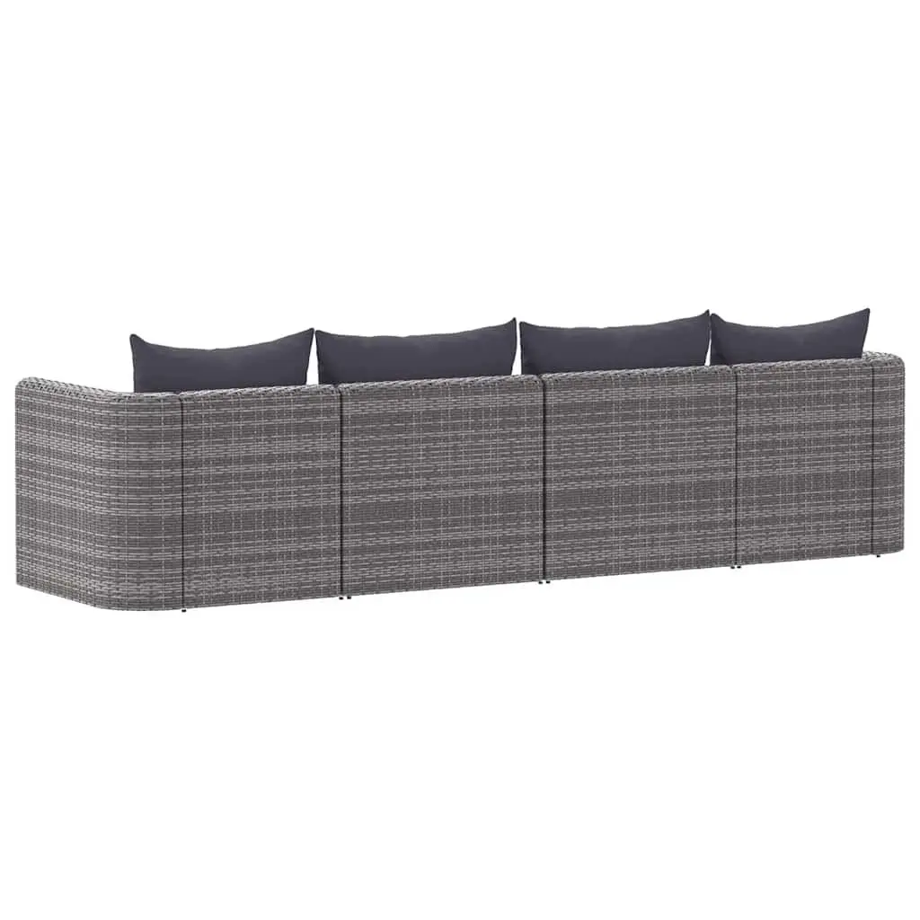 4 Piece Outdoor Garden Sofa Set Grey Rattan Patio Furniture with Cushions
