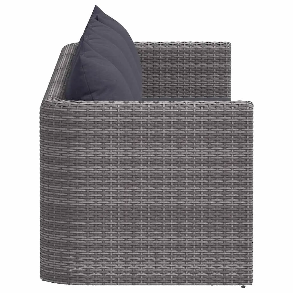 4 Piece Outdoor Garden Sofa Set Grey Rattan Patio Furniture with Cushions