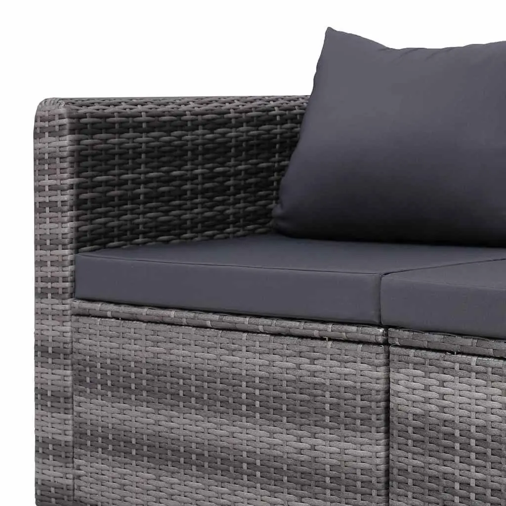 4 Piece Outdoor Garden Sofa Set Grey Rattan Patio Furniture with Cushions