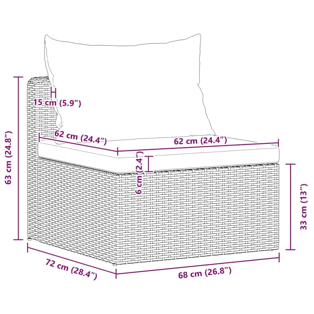 4 Piece Outdoor Garden Sofa Set Grey Rattan Patio Furniture with Cushions