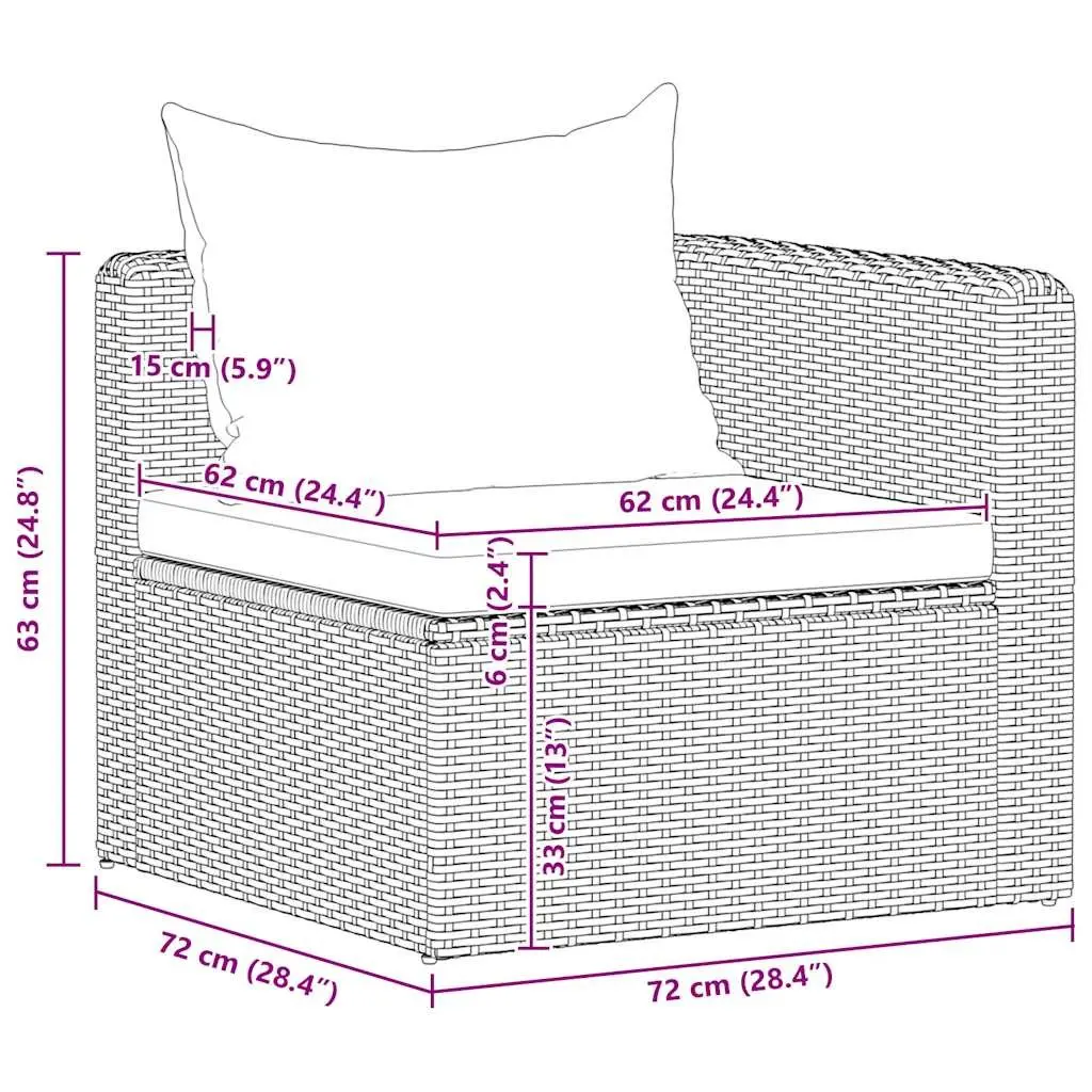 4 Piece Outdoor Garden Sofa Set Grey Rattan Patio Furniture with Cushions