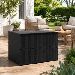 Outdoor Storage Box Black Garden Furniture Cushion Organizer Weather Resistant