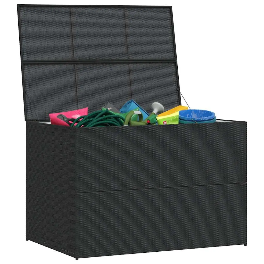 Outdoor Storage Box Weather Resistant Black PE Rattan 150 x 100 x 100 cm