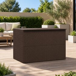 Outdoor Storage Box Garden Rattan Brown Weather-Resistant Patio Furniture Deck