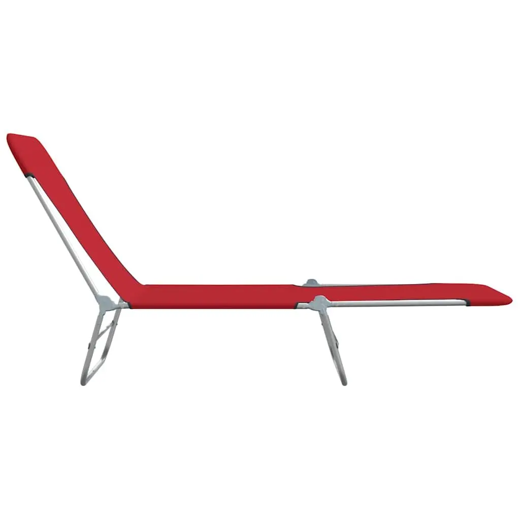 Sun Loungers Adjustable Backrest Foldable 2 pcs Red