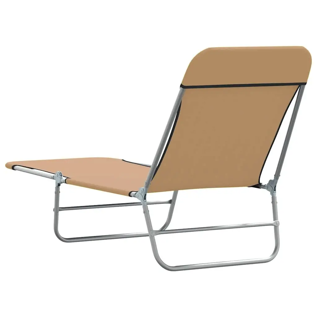 Folding Sun Loungers Set 2 Pieces Adjustable Backrest Steel Frame Oxford Fabric Taupe