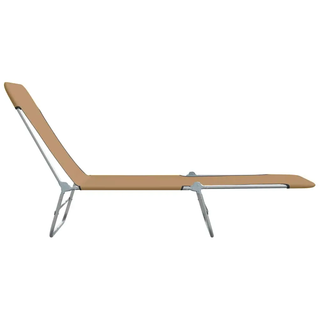 Folding Sun Loungers Set 2 Pieces Adjustable Backrest Steel Frame Oxford Fabric Taupe