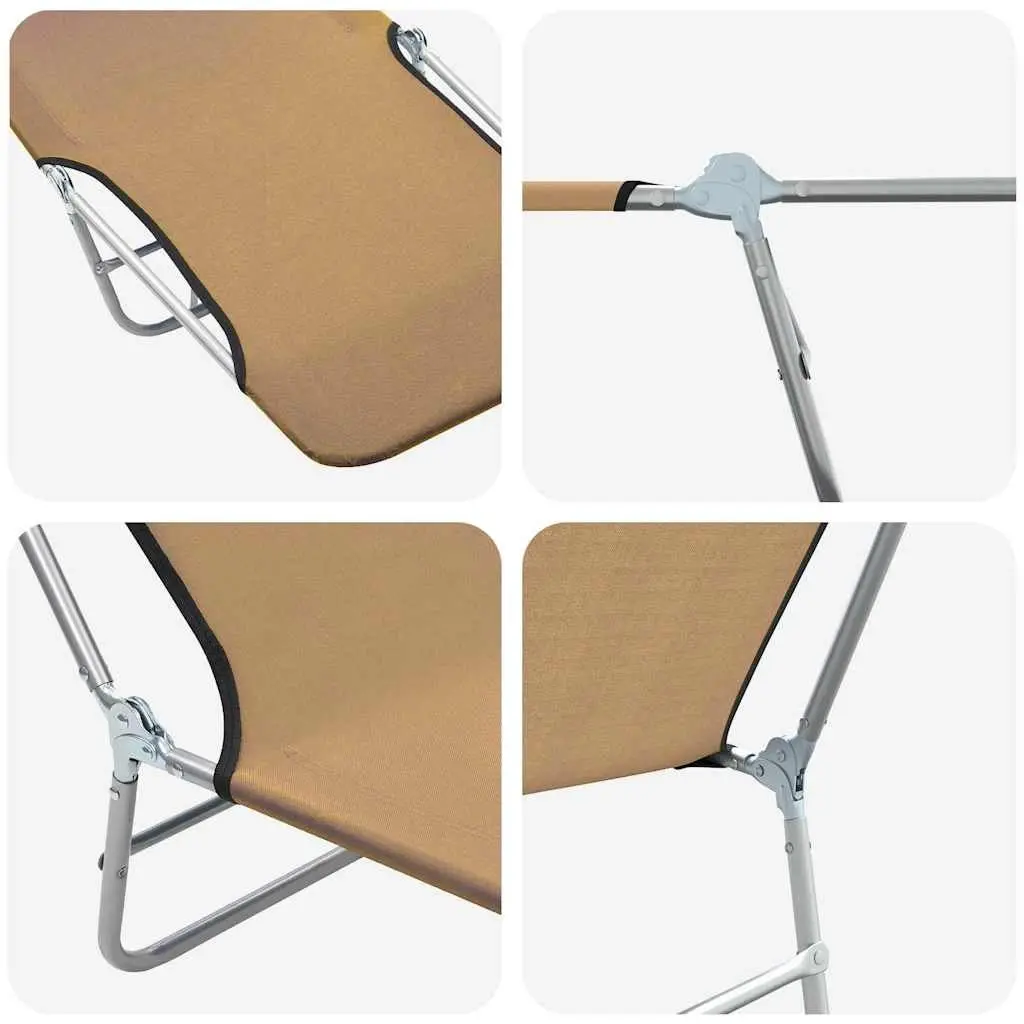 Folding Sun Loungers Set 2 Pieces Adjustable Backrest Steel Frame Oxford Fabric Taupe