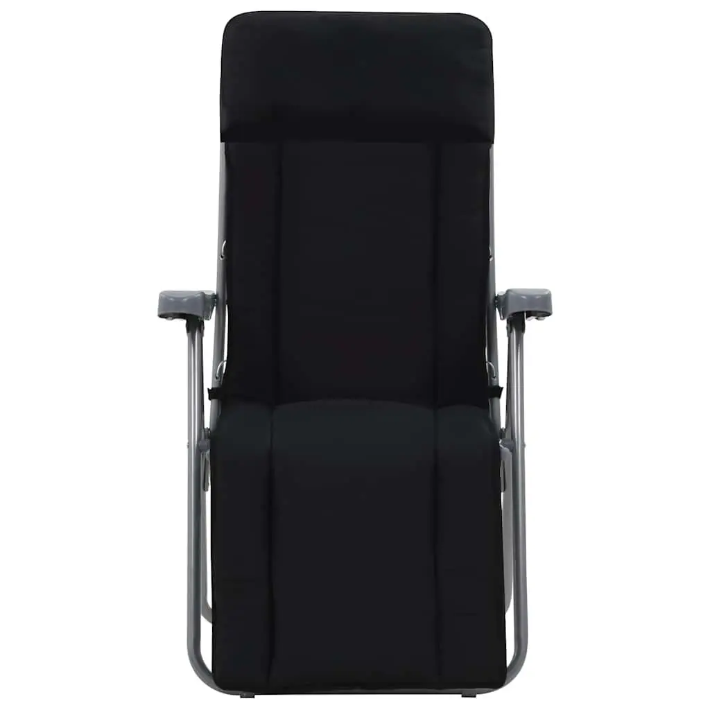 Folding Garden Chairs with Cushions Adjustable Recline Black 2 Piece