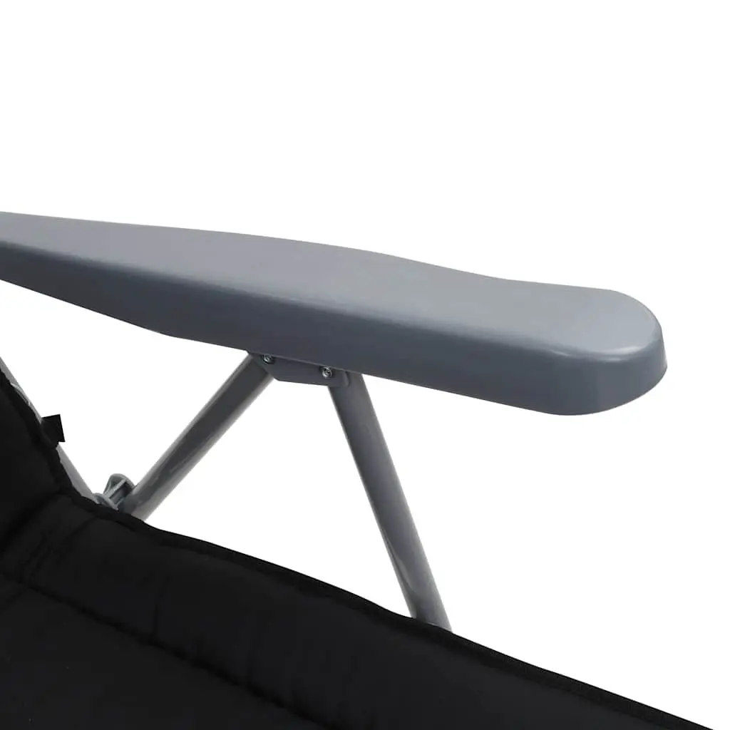 Folding Garden Chairs with Cushions Adjustable Recline Black 2 Piece