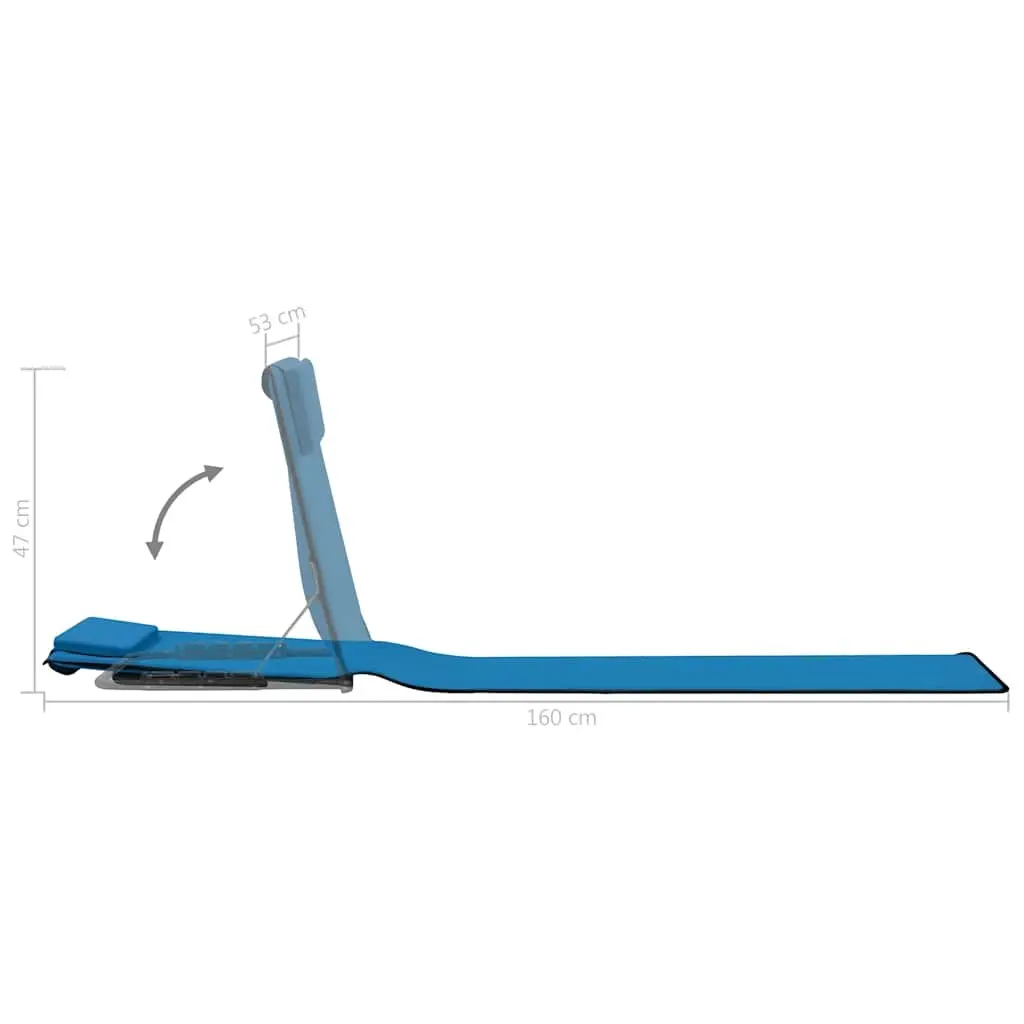 Folding Beach Lounger Set Adjustable Backrest Steel Frame Fabric Blue 2 Piece