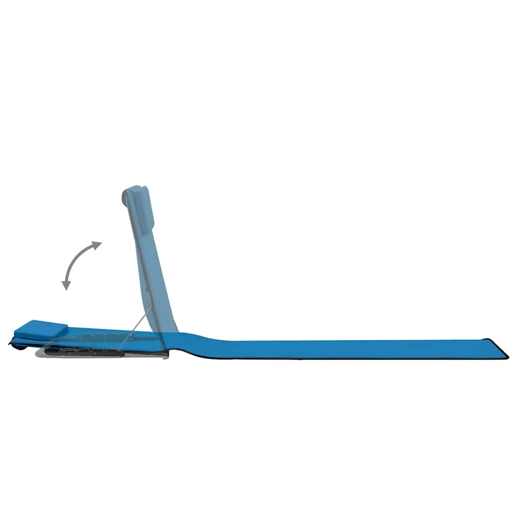Folding Beach Lounger Set Adjustable Backrest Steel Frame Fabric Blue 2 Piece