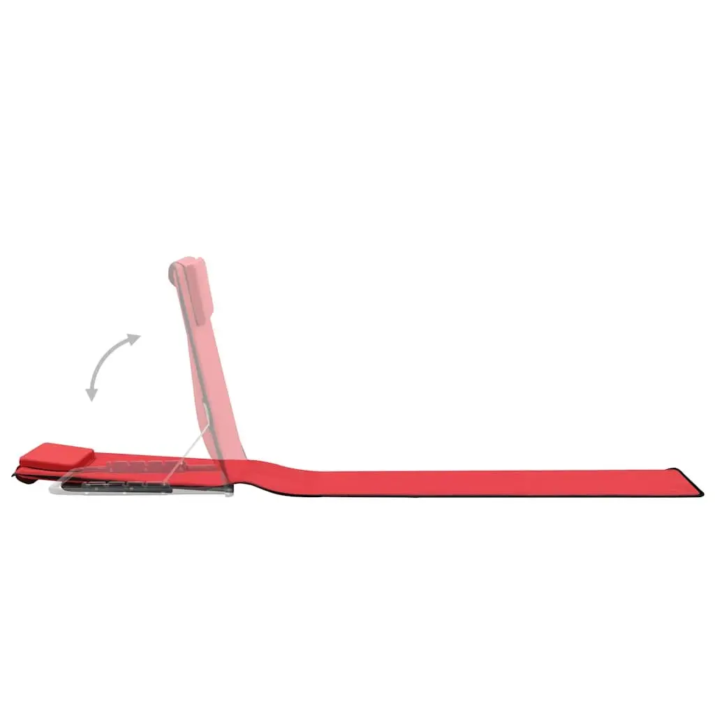 Folding Beach Chair Set Adjustable Backrest Steel Frame Fabric Mat Red 2 Piece