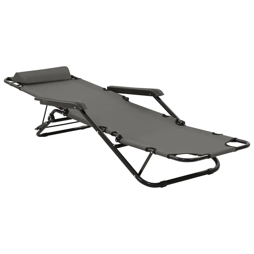 Folding Sun Loungers Adjustable Reclining 2 pcs Grey
