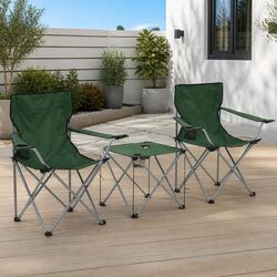 Camping Table and Chair Set 3 Pieces Folding Outdoor Furniture Garden Patio