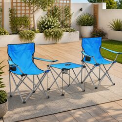 Camping Table and Chair Set 3 Pieces Outdoor Furniture Folding Portable Beach