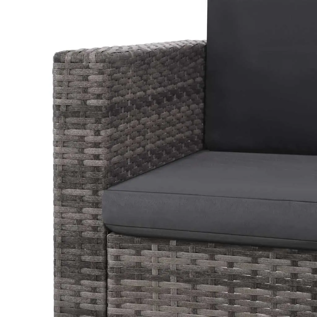 2 Piece Garden Lounge Set Poly Rattan Sofa Stool Cushions Patio Furniture Grey
