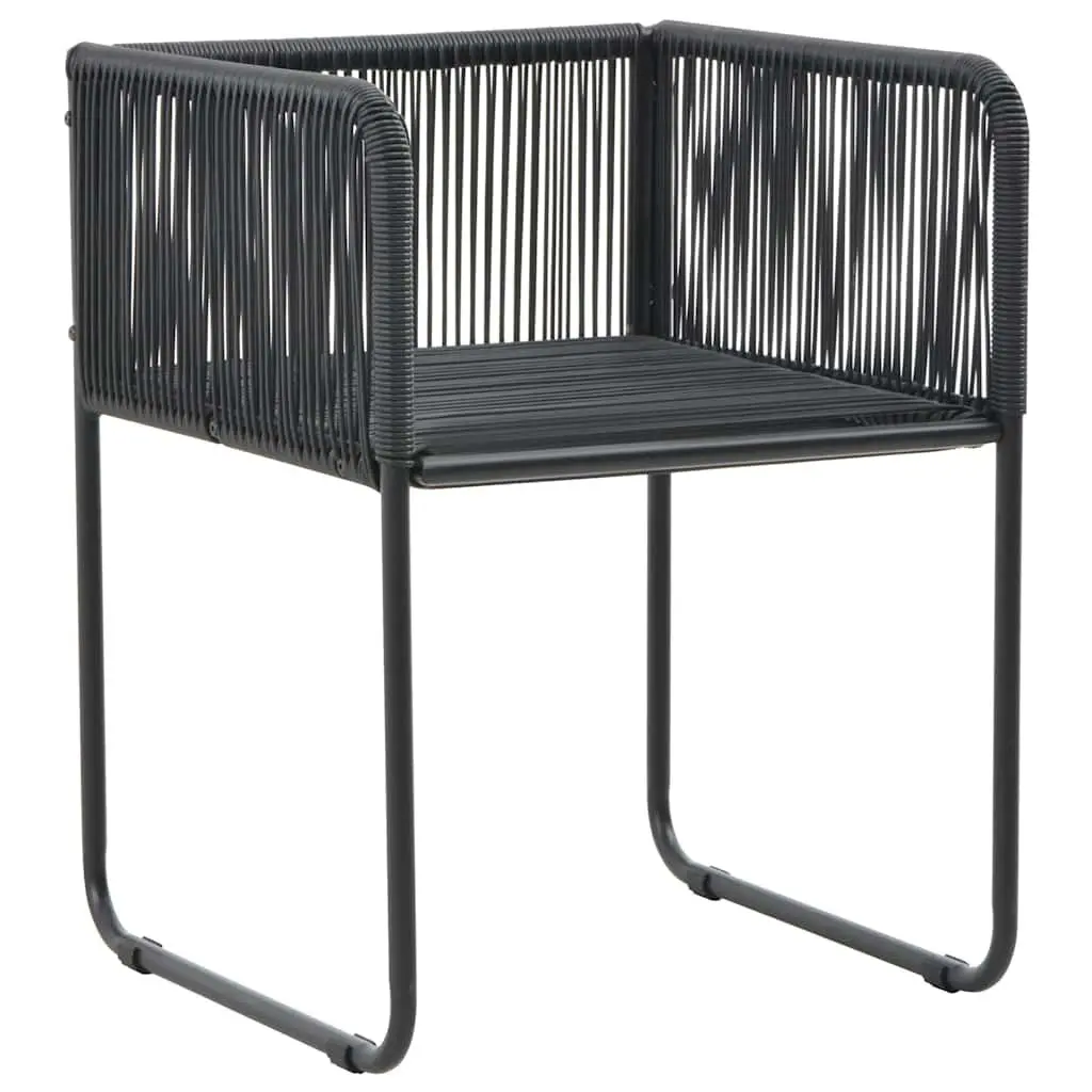 Outdoor Chairs 2pcs with Back Pillows Garden Patio Rattan Seating Black