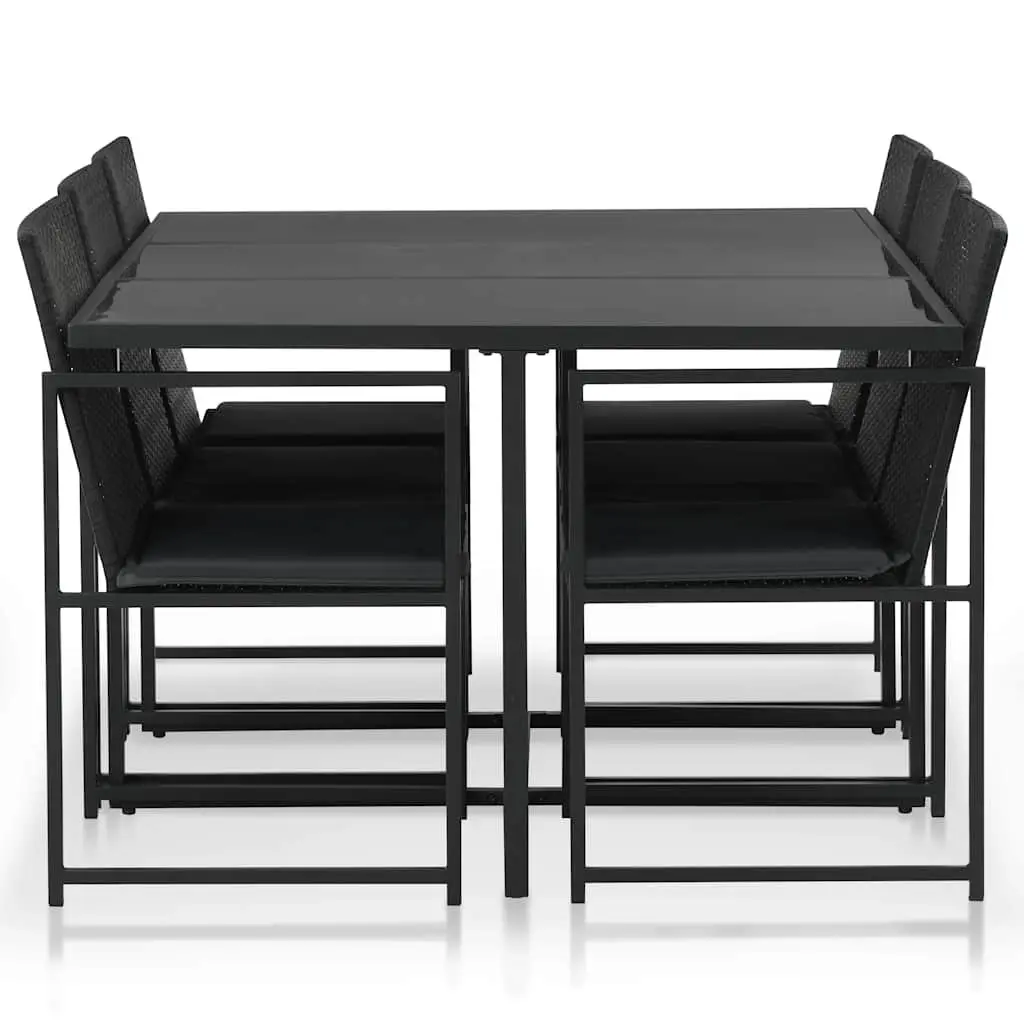 Outdoor Dining Set 7 Piece Poly Rattan Chairs Table Garden Patio Furniture Black