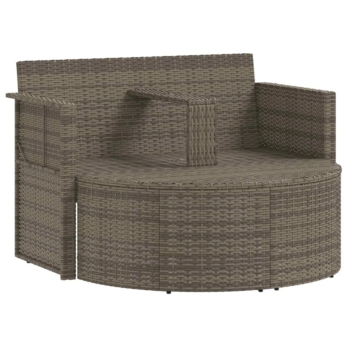 2 Seater Outdoor Garden Sofa Set with Footrest Parasol Grey Poly Rattan Patio