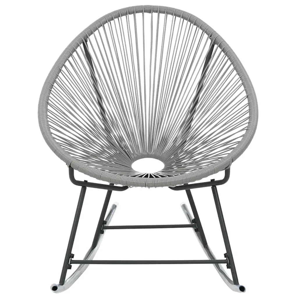 Outdoor Rocking Moon Chair Grey Poly Rattan Seating Furniture