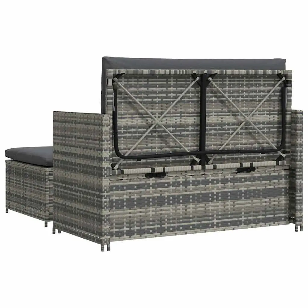 2 Piece Poly Rattan Garden Lounge Sofa Set with Cushions Patio Outdoor
