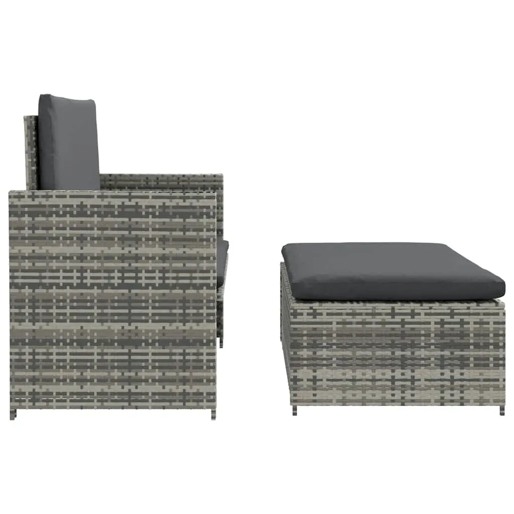 2 Piece Poly Rattan Garden Lounge Sofa Set with Cushions Patio Outdoor