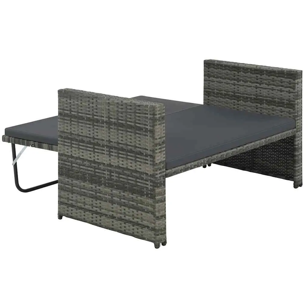 2 Piece Poly Rattan Garden Lounge Sofa Set with Cushions Patio Outdoor