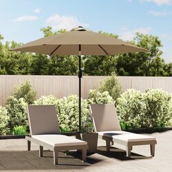 Garden Parasol 300cm Outdoor Umbrella Taupe UV Protection Tilt Crank Mechanism