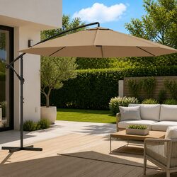 Cantilever Garden Parasol Outdoor Hanging Umbrella 350cm Taupe Shade