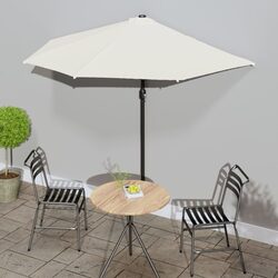 Half Round Garden Parasol 270x144cm Balcony Outdoor Sunshade Crank Beige
