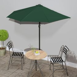 Half Round Garden Parasol Outdoor Shade Umbrella UV Protection Crank Green 270cm
