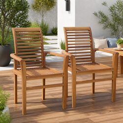 Stacking Dining Chairs 2 pcs Outdoor Garden Patio Furniture Ergonomic Design